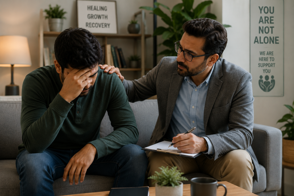 Professional therapists guide individuals through emotional challenges while supporting long-term addiction recovery.