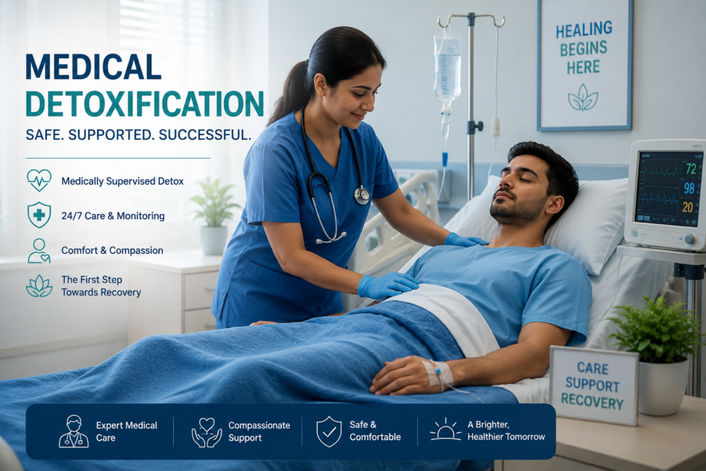 Professional healthcare support during detox helps patients manage withdrawal symptoms safely and comfortably.