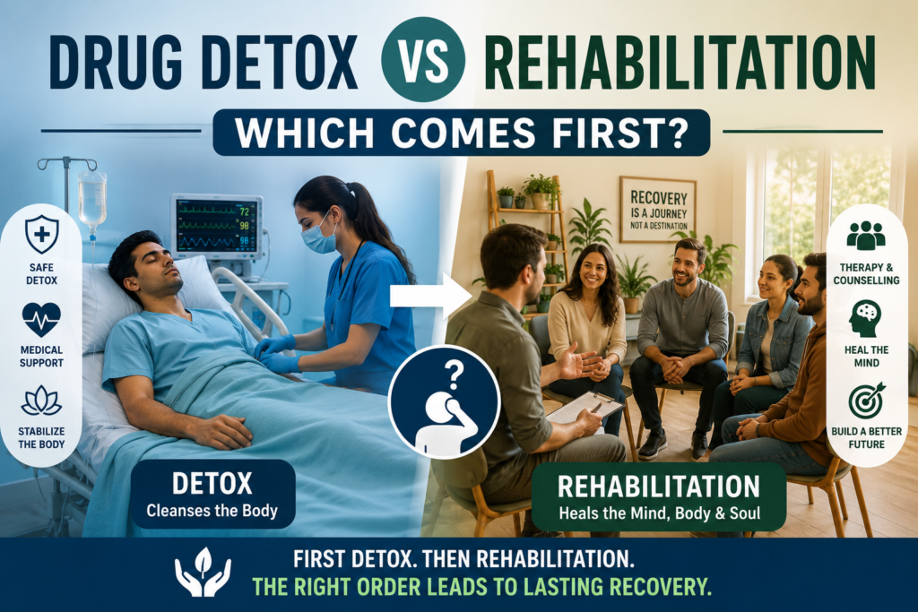 Drug Detox vs Rehabilitation: Which Comes First?
