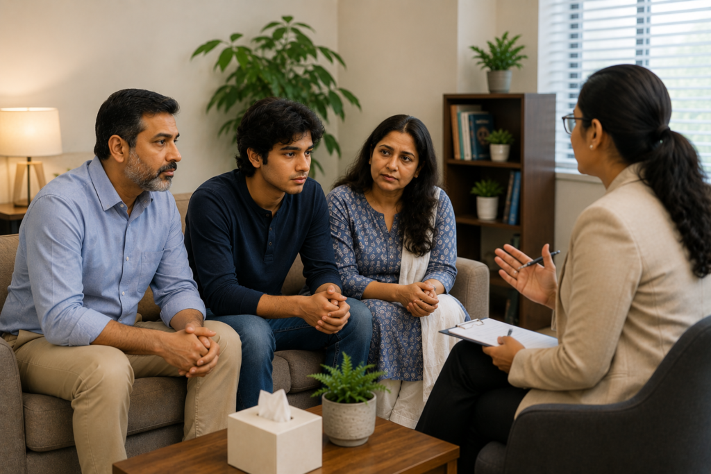 Family Participating in a Counseling Session at the Rehabilitation Centre